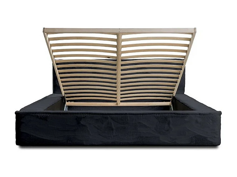 Cama con canapé ORLANE - Negro Pizarra polar - 160x200 cm - Somier elevable - Diseño de alta gama