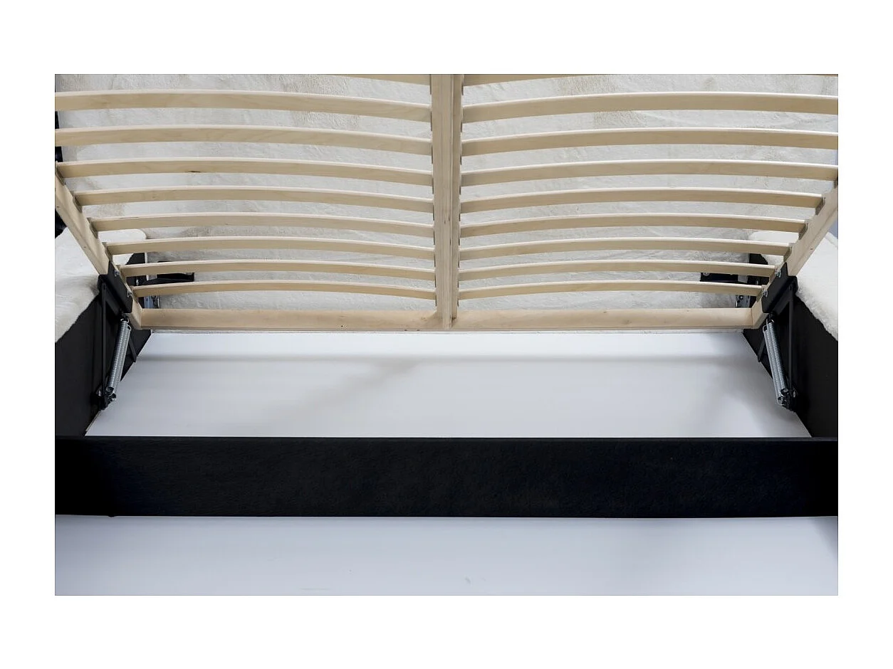 Lit coffre ORLANE – Bege Areia Pérola Polar – 140x200 cm – Estrado elevatório – Design de alta qualidade