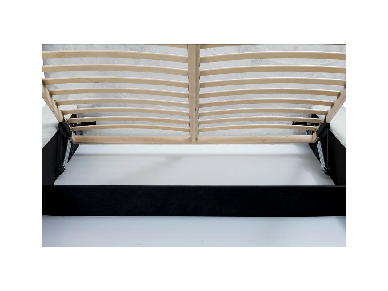 Cama baú ORLANE – Branco Nuvem Polar – 180x200 cm – Estrado elevatório – Design de alta qualidade
