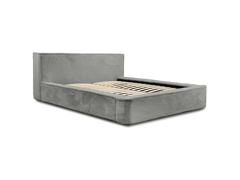 Cama con canapé ORLANE – Gris Carbón Mineral Polar – 160x200 cm – Somier elevable – Diseño de alta gama