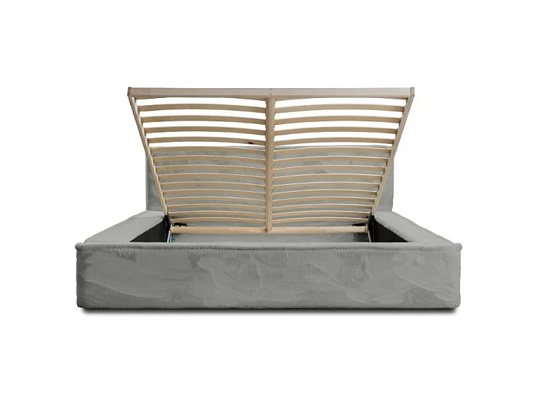 Cama con canapé ORLANE – Gris Carbón Mineral Polar – 160x200 cm – Somier elevable – Diseño de alta gama