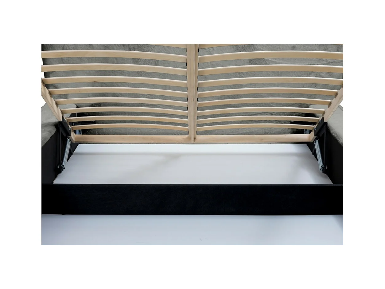 Cama con canapé ORLANE – Gris Carbón Mineral Polar – 160x200 cm – Somier elevable – Diseño de alta gama