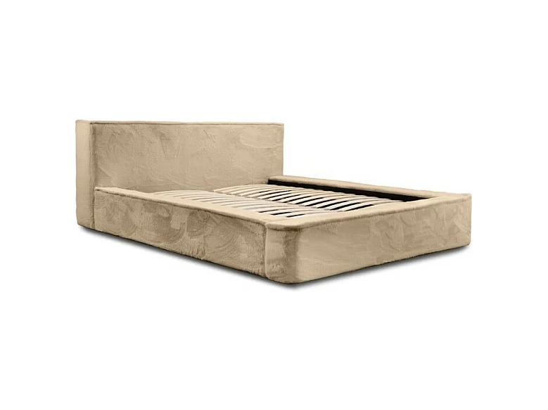 Lit coffre ORLANE – Bege Pó de mel polar – 180x200 cm – Estrado elevatório – Design de alta qualidade