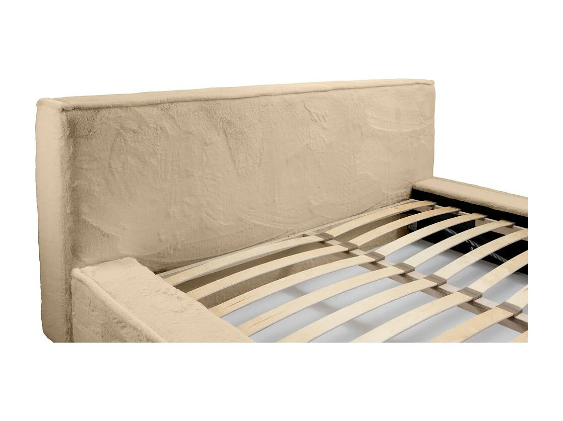 Lit coffre ORLANE – Bege Pó de mel polar – 180x200 cm – Estrado elevatório – Design de alta qualidade