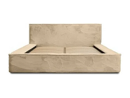 Lit coffre ORLANE – Bege Pó de mel polar – 180x200 cm – Estrado elevatório – Design de alta qualidade