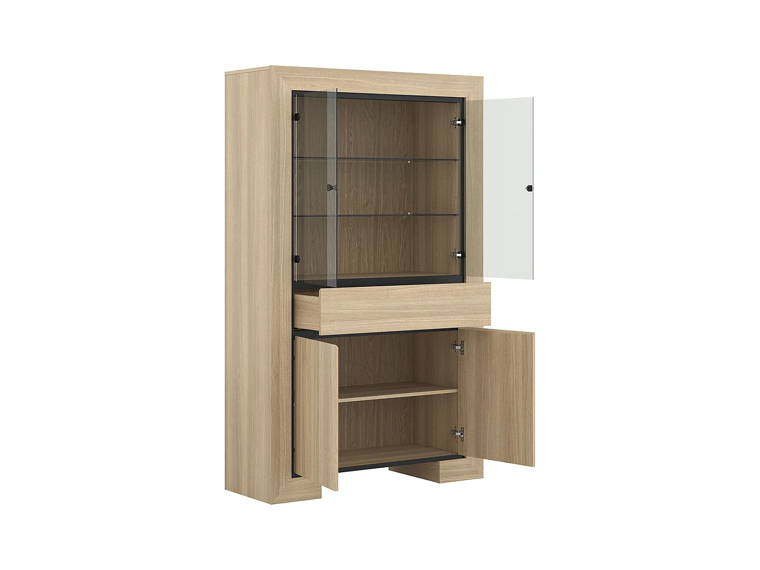 Vaisselier 4 portes 1 tiroir Lucius Bois et Noir