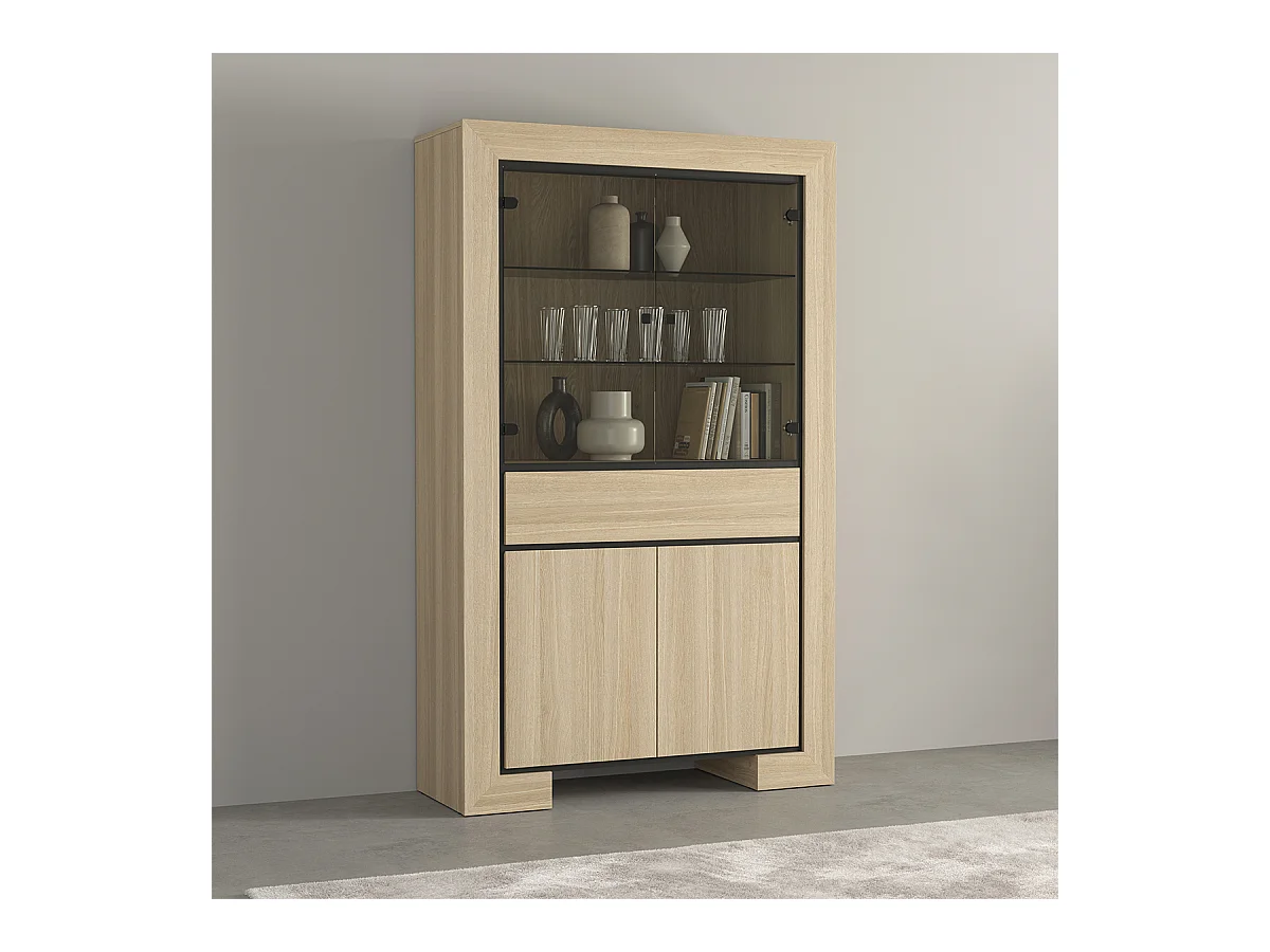 Vaisselier 4 portes 1 tiroir Lucius Bois et Noir