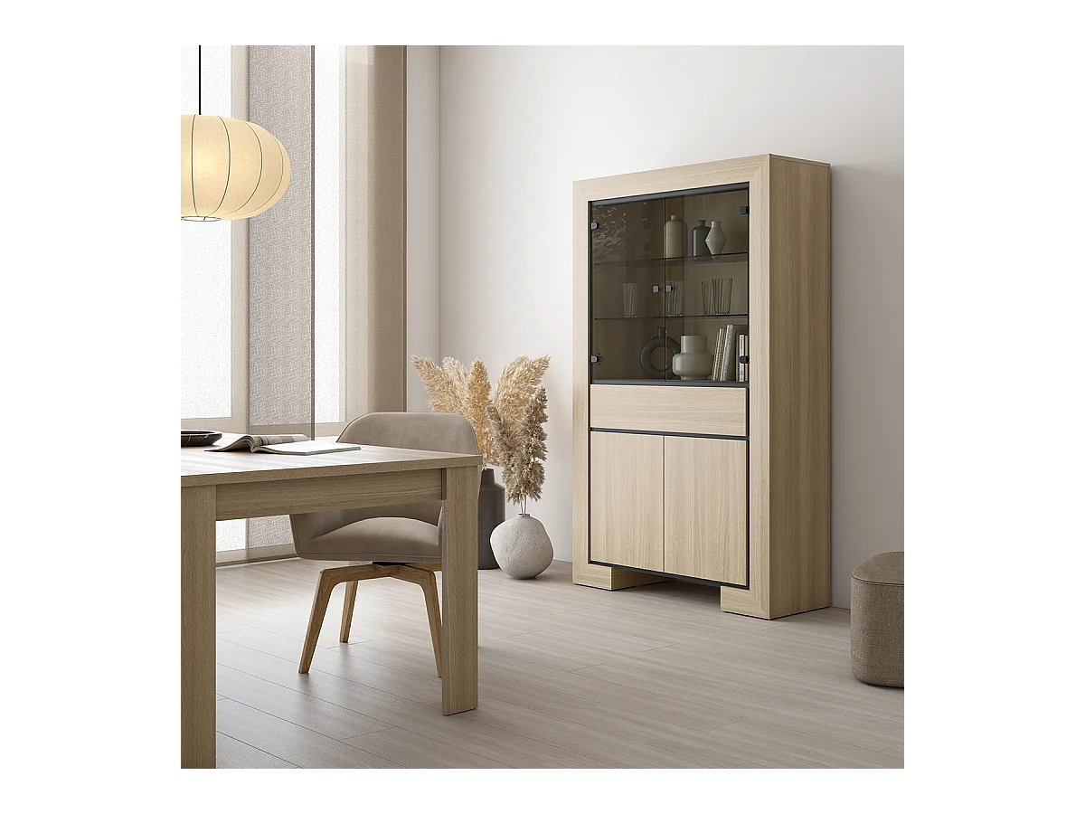 Vaisselier 4 portes 1 tiroir Lucius Bois et Noir