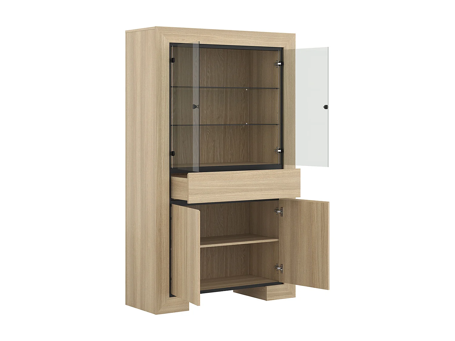 Vaisselier 4 portes 1 tiroir Lucius Bois et Noir