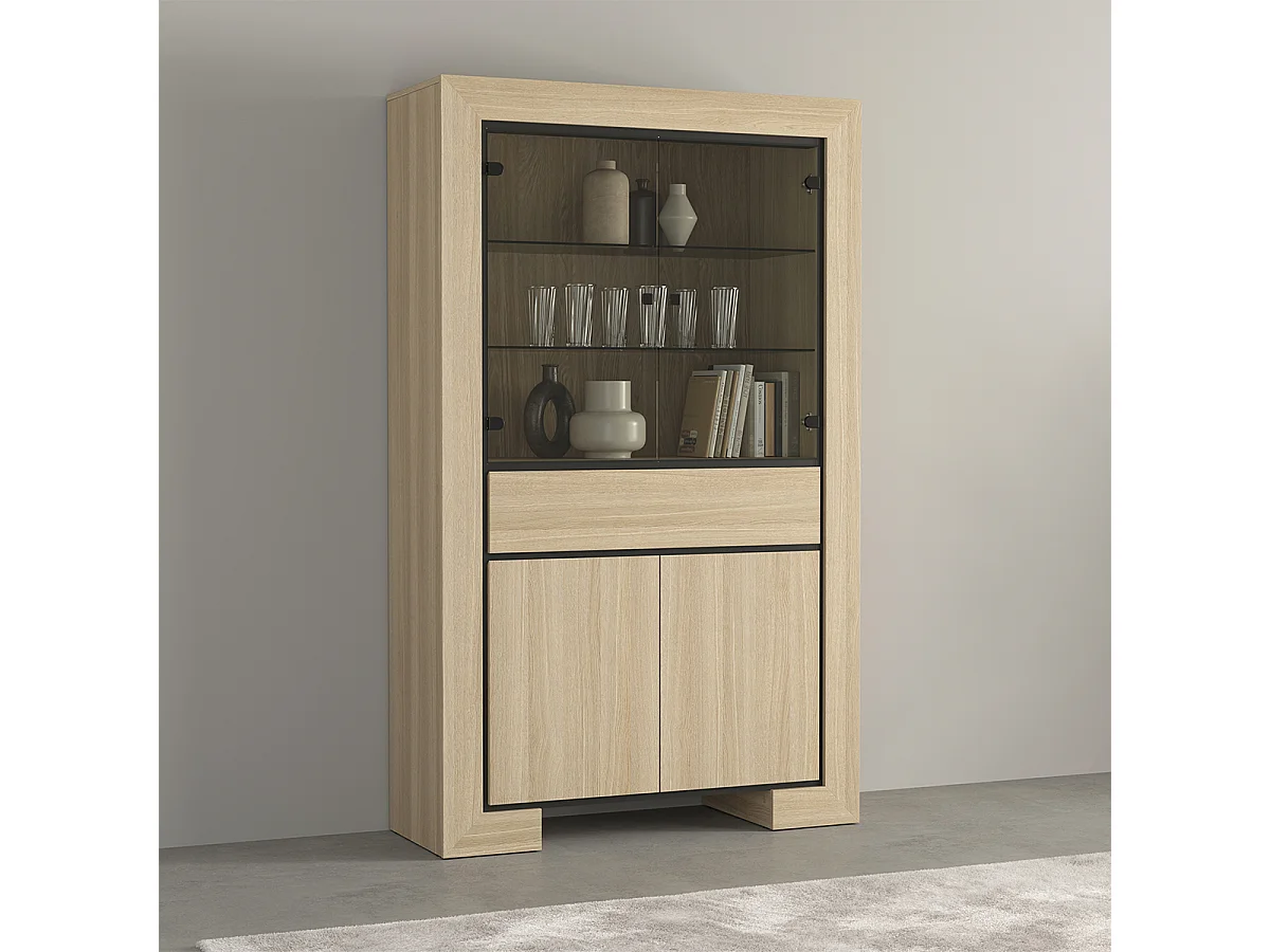 Vaisselier 4 portes 1 tiroir Lucius Bois et Noir