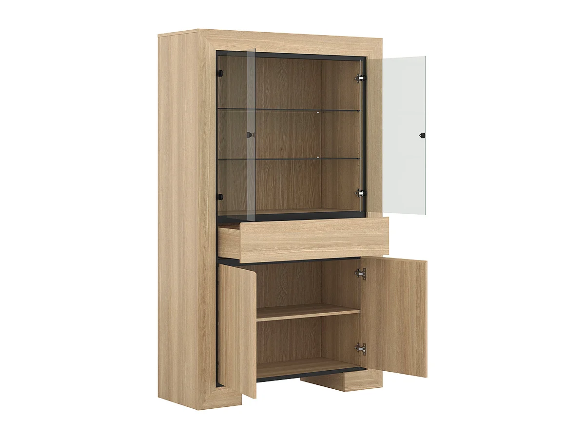 Geschirrschrank mit 4 Türen und 1 Schublade Lucius Holz und Schwarz
