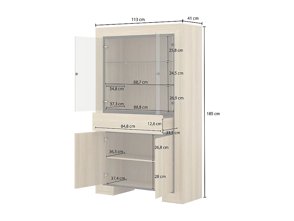 Credenza 4 ante 1 cassetto Lucius marrone e nero 185cm
