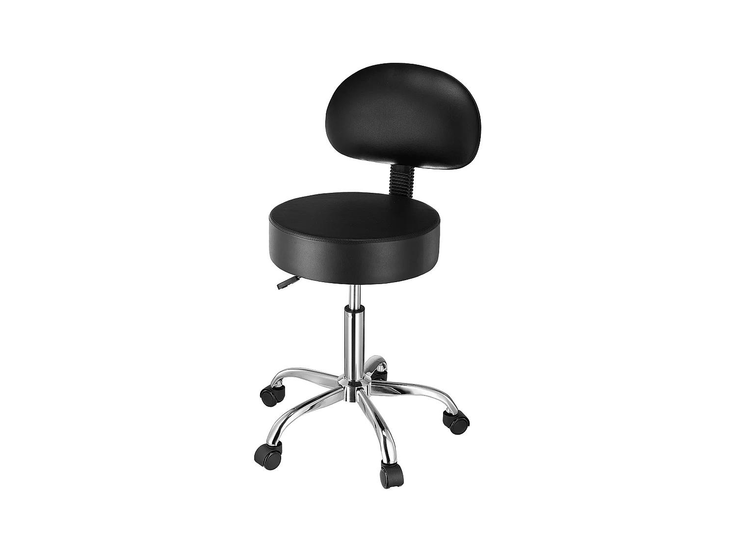 Tabouret de Travail, SucceBuy Tabouret Roulant Rond avec Dossier Réglable en Hauteur Noir