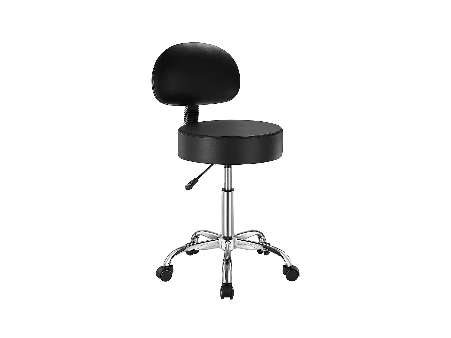 Tabouret de Travail, SucceBuy Tabouret Roulant Rond avec Dossier Réglable en Hauteur Noir