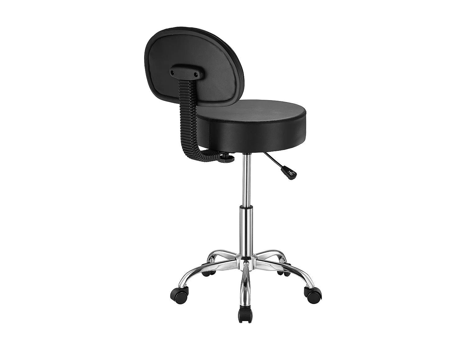 Tabouret de Travail, SucceBuy Tabouret Roulant Rond avec Dossier Réglable en Hauteur Noir