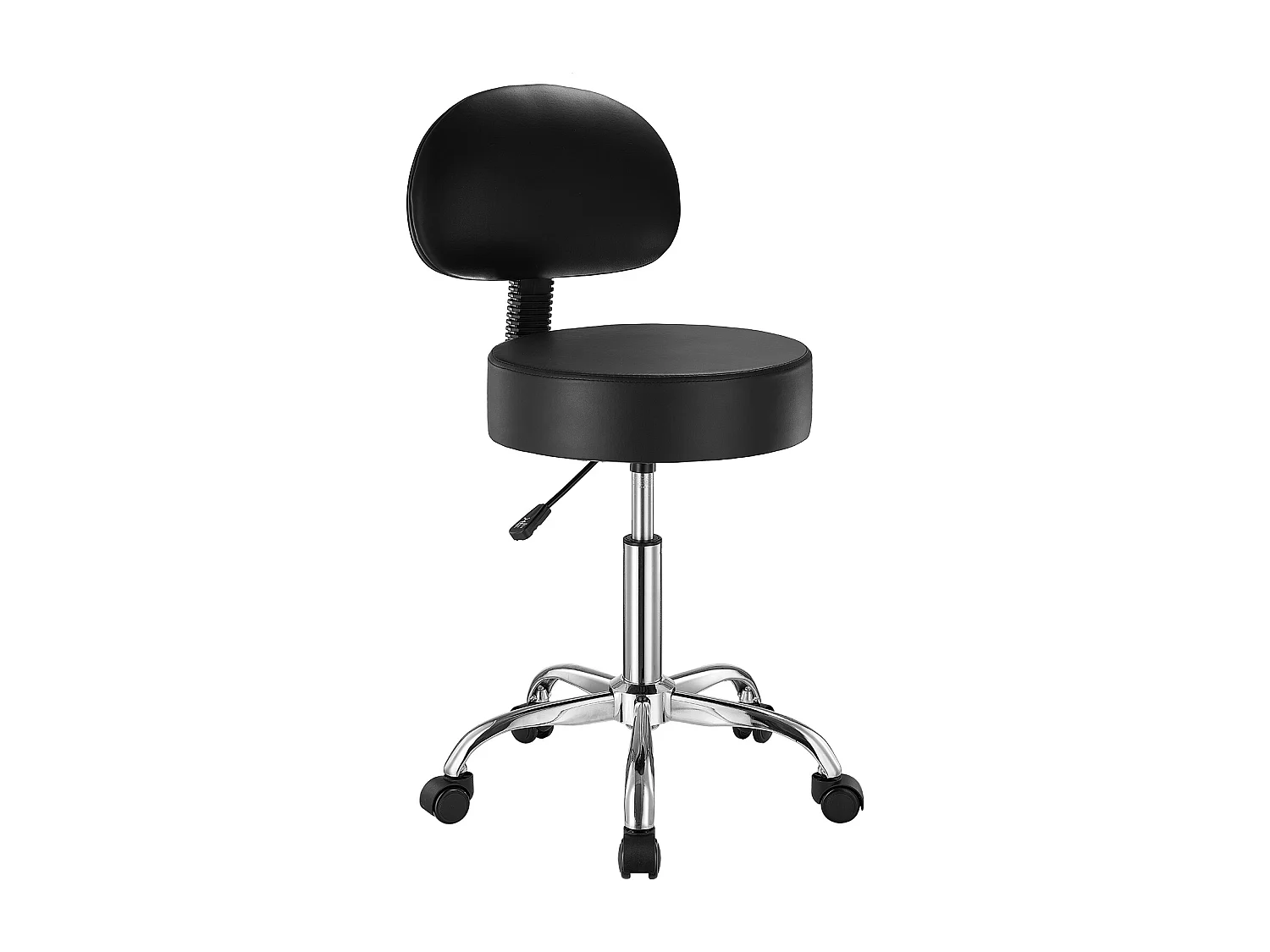 Tabouret de Travail, SucceBuy Tabouret Roulant Rond avec Dossier Réglable en Hauteur Noir