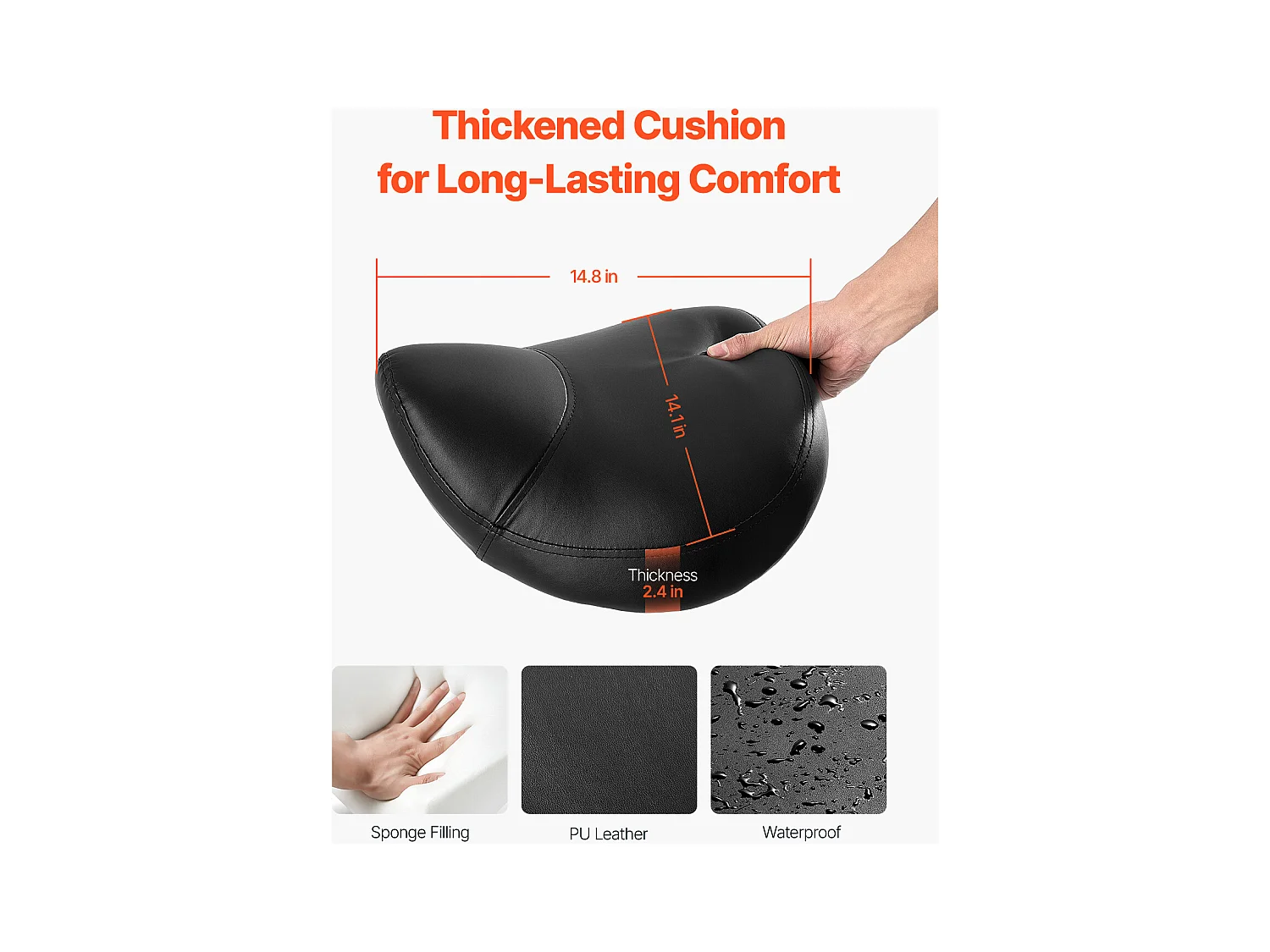 Tabouret Selle Ergonomique, SucceBuy Tabouret de Selle à Roulettes en Cuir PU Réglable Noir