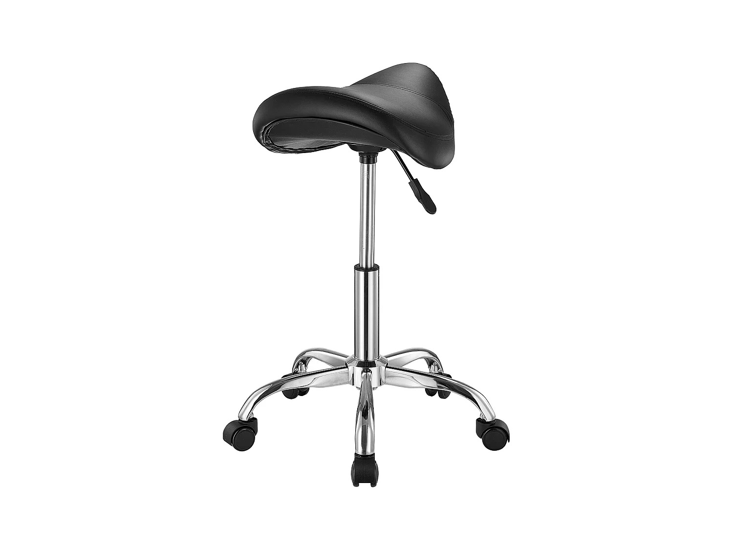 Tabouret Selle Ergonomique, SucceBuy Tabouret de Selle à Roulettes en Cuir PU Réglable Noir