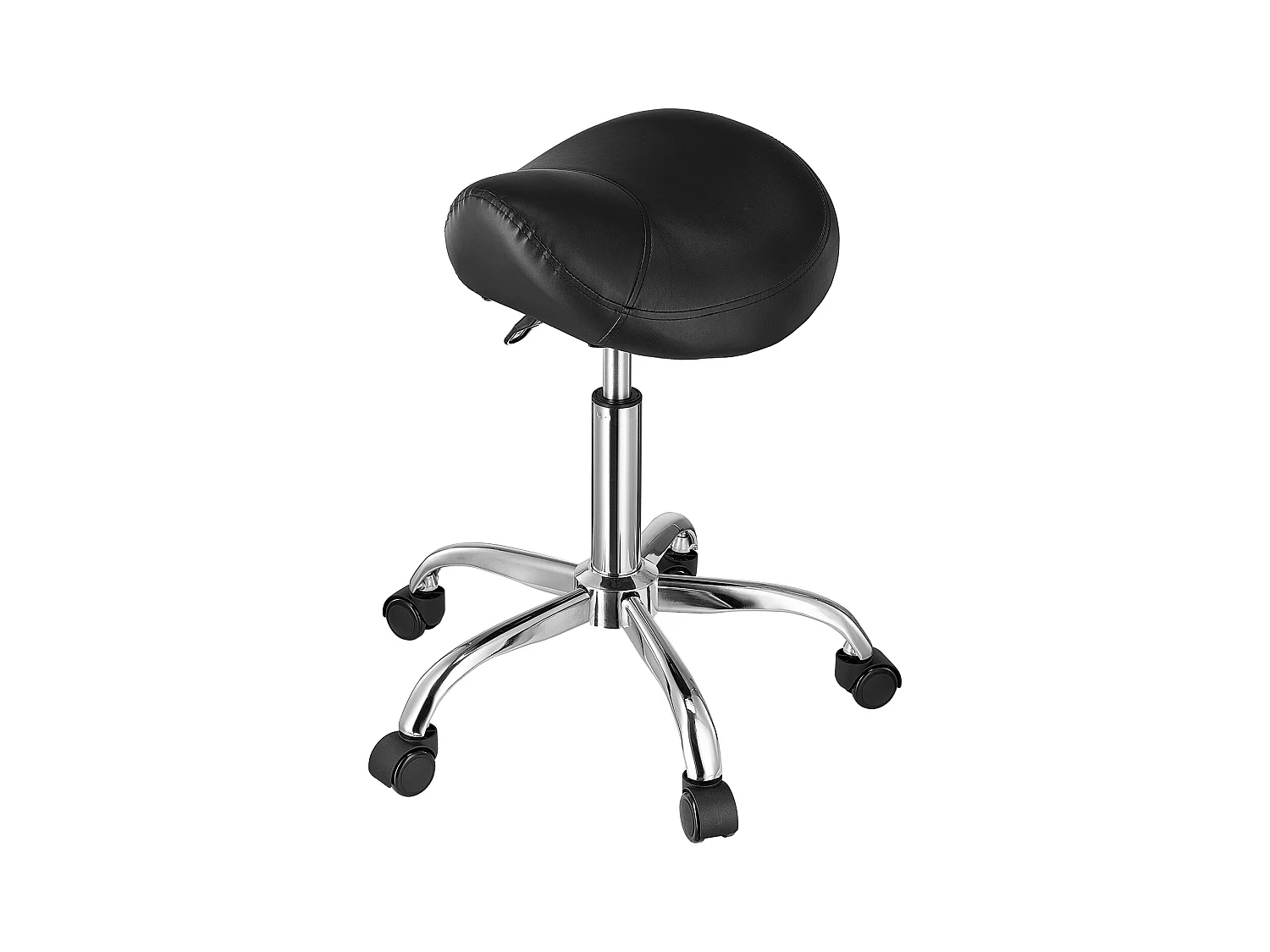 Tabouret Selle Ergonomique, SucceBuy Tabouret de Selle à Roulettes en Cuir PU Réglable Noir