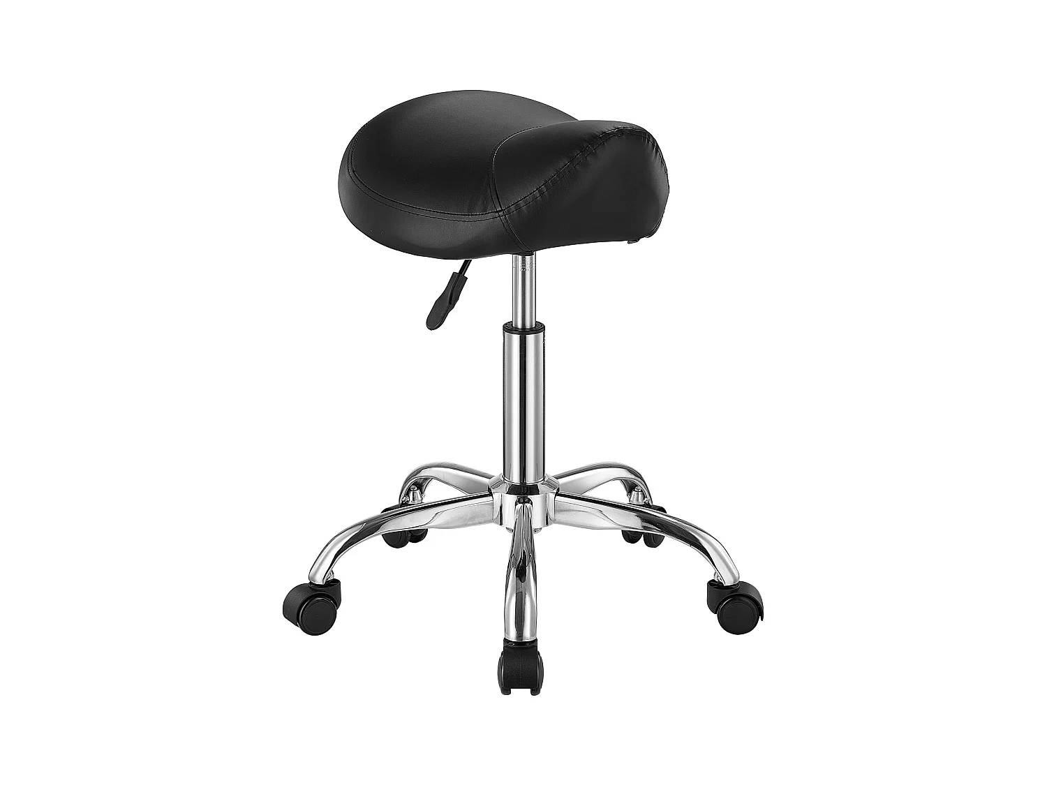 Tabouret Selle Ergonomique, SucceBuy Tabouret de Selle à Roulettes en Cuir PU Réglable Noir