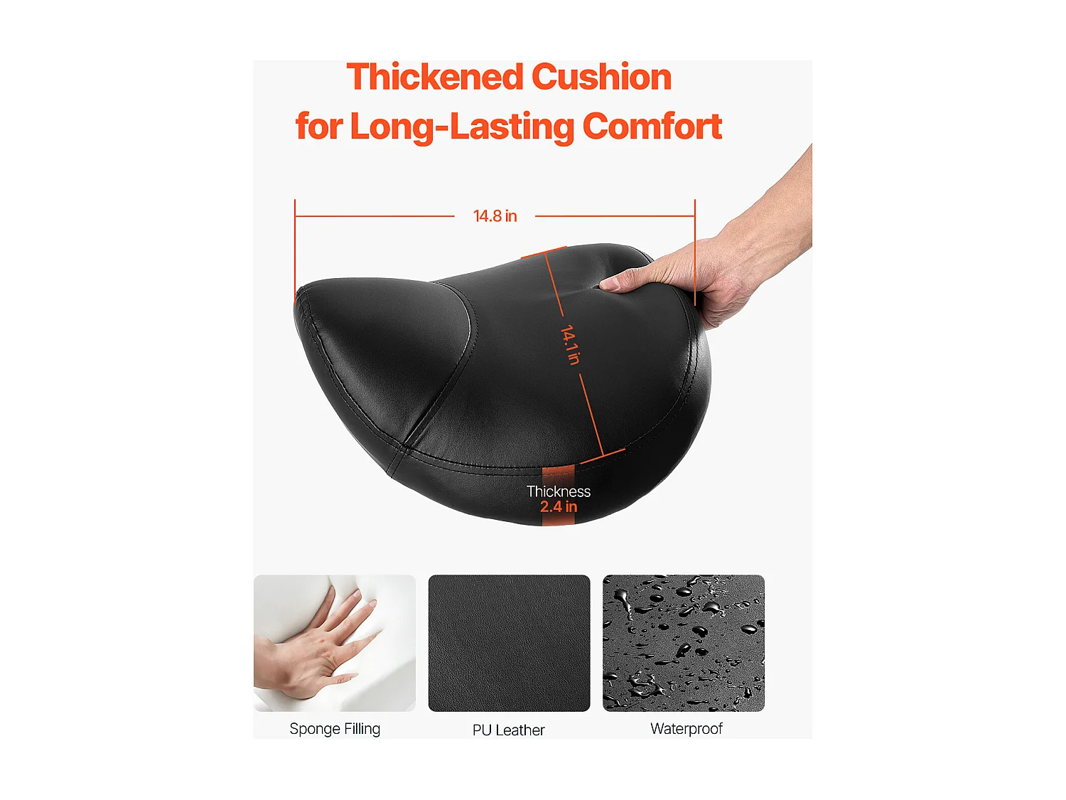 Tabouret Selle Ergonomique, SucceBuy Tabouret de Selle à Roulettes en Cuir PU Réglable Noir