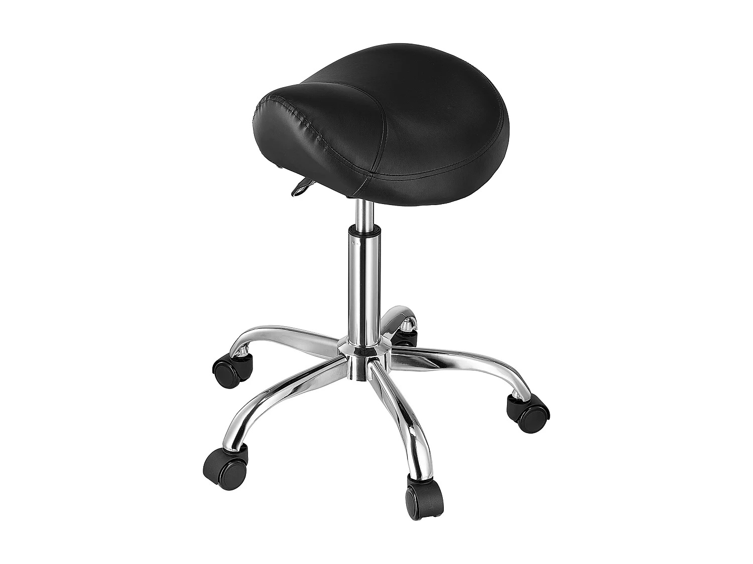 Tabouret Selle Ergonomique, SucceBuy Tabouret de Selle à Roulettes en Cuir PU Réglable Noir