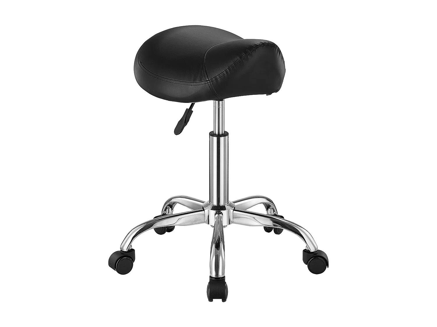 Tabouret Selle Ergonomique, SucceBuy Tabouret de Selle à Roulettes en Cuir PU Réglable Noir