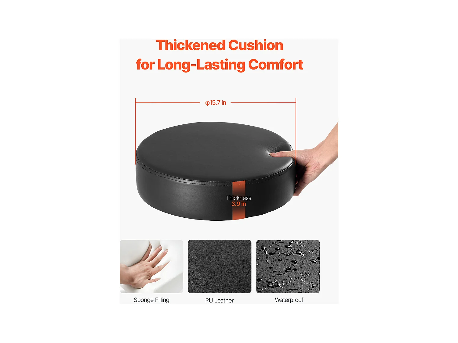 Tabouret de Travail, SucceBuy Tabouret à Roulettes Rond Noir, Hauteur Réglable, Pivotant, 204 kg