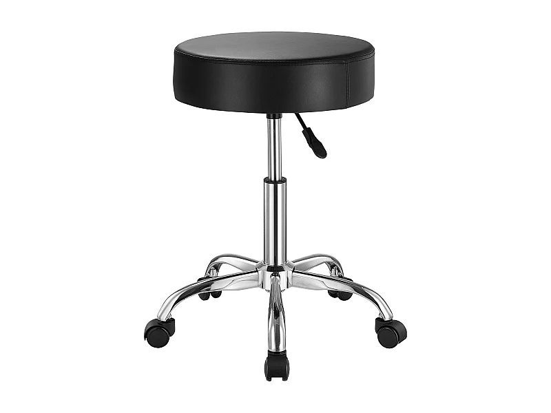 Tabouret de Travail, SucceBuy Tabouret à Roulettes Rond Noir, Hauteur Réglable, Pivotant, 204 kg