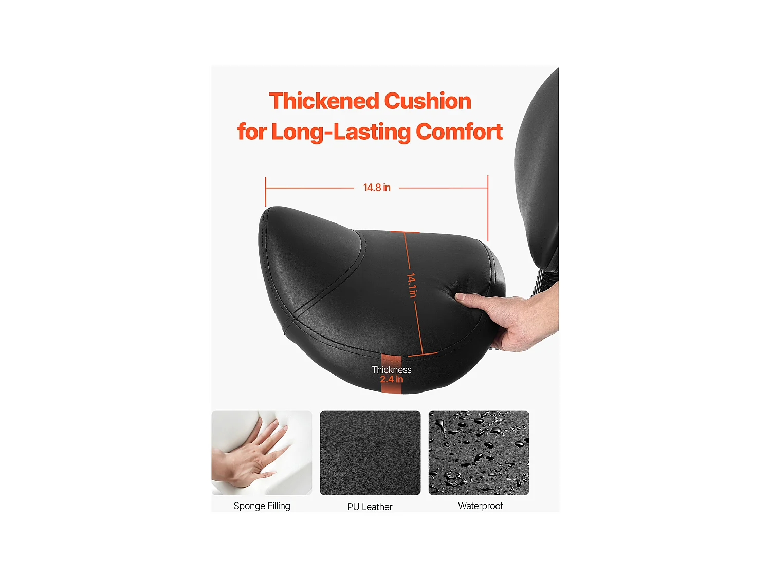 Tabouret Selle Ergonomique, SucceBuy Tabouret de Selle avec Dossier en Cuir PU Réglable en Hauteur Noir