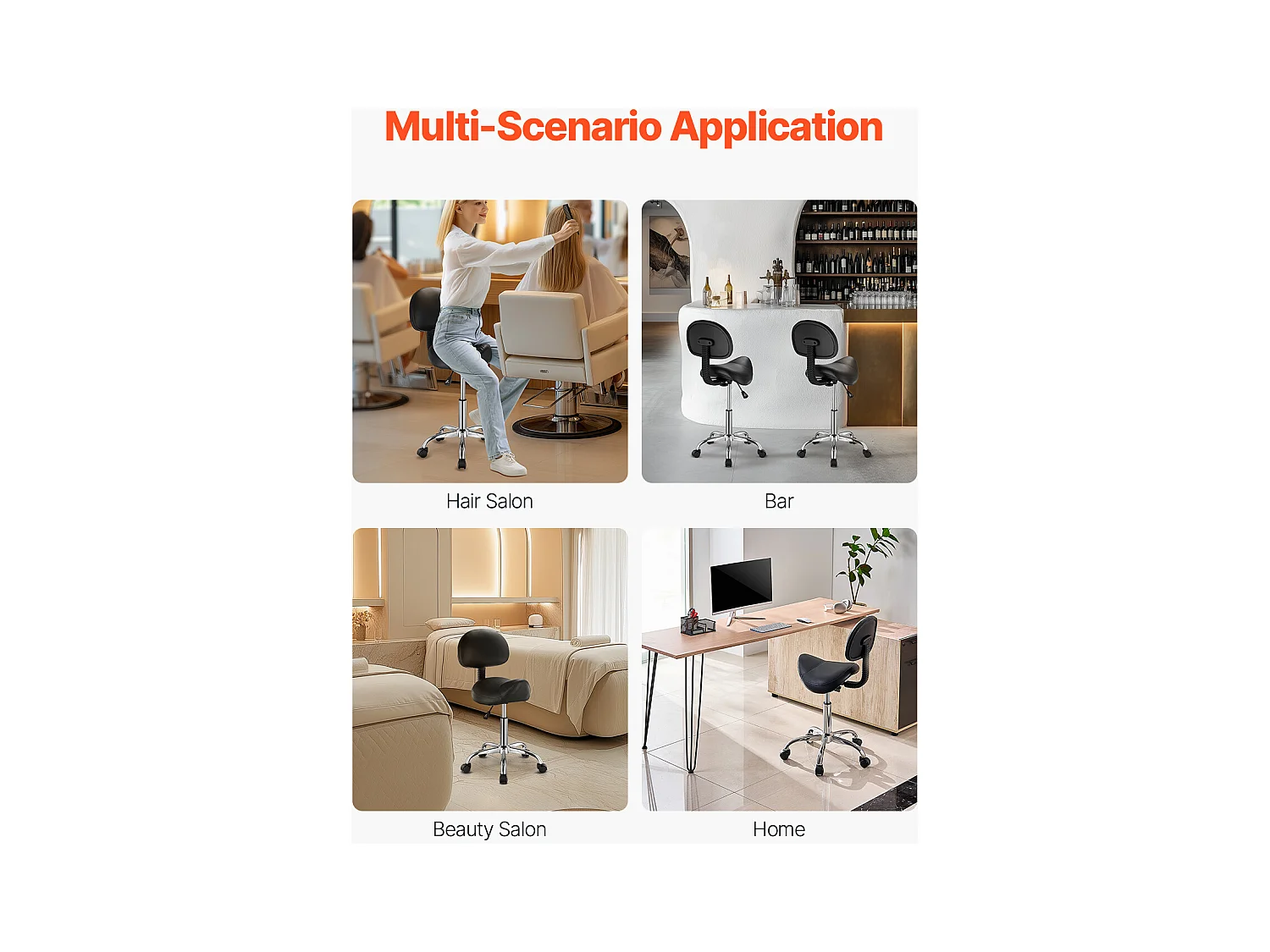 Tabouret Selle Ergonomique, SucceBuy Tabouret de Selle avec Dossier en Cuir PU Réglable en Hauteur Noir