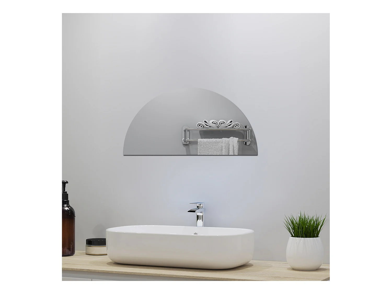 AICA Spiegel Halbrund Spiegel 80cm Wandspiegel für Badezimmer - D4 Serie