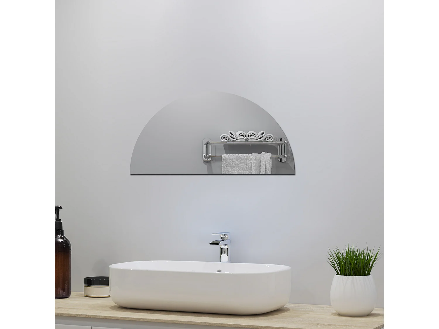 AICA Spiegel Halbrund Spiegel 80cm Wandspiegel für Badezimmer - D4 Serie