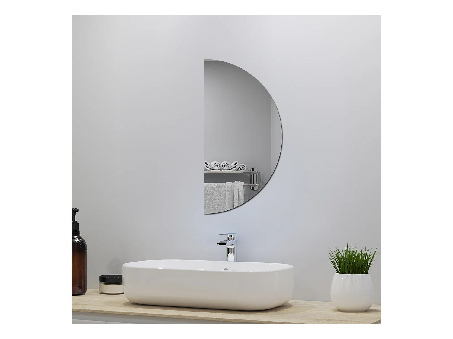 AICA Spiegel Halbrund Spiegel 60cm Wandspiegel für Badezimmer - D4 Serie