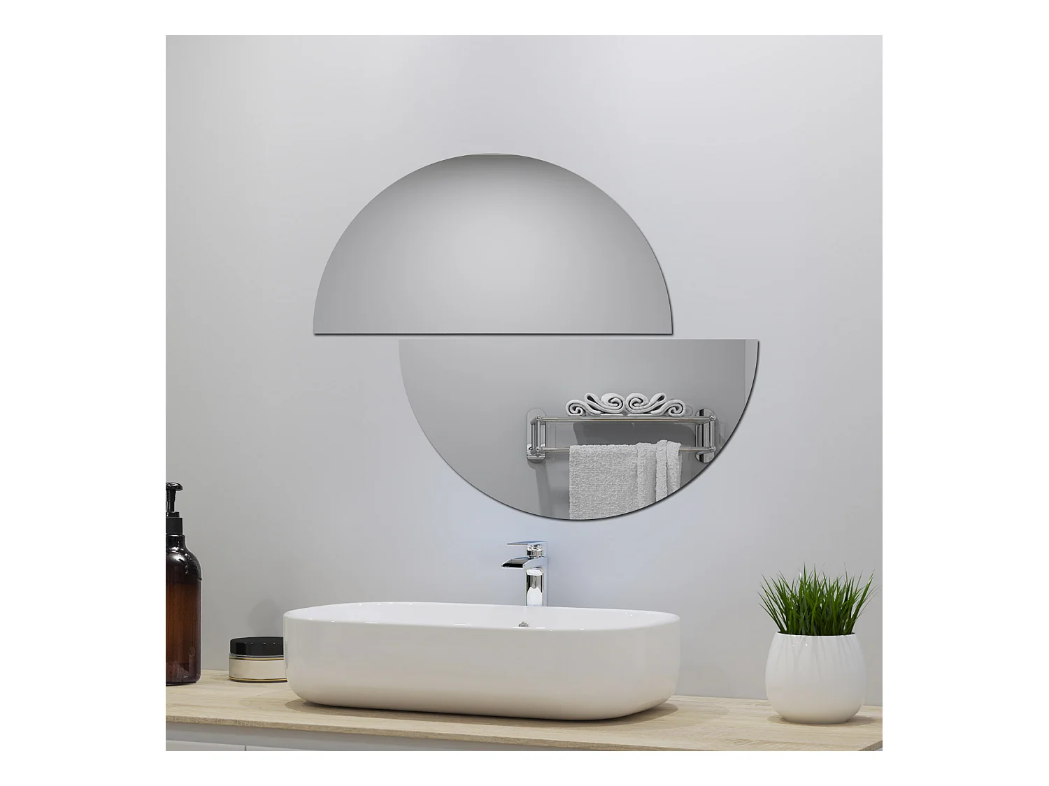 AICA Spiegel Halbrund Spiegel 60cm Wandspiegel für Badezimmer - D4 Serie