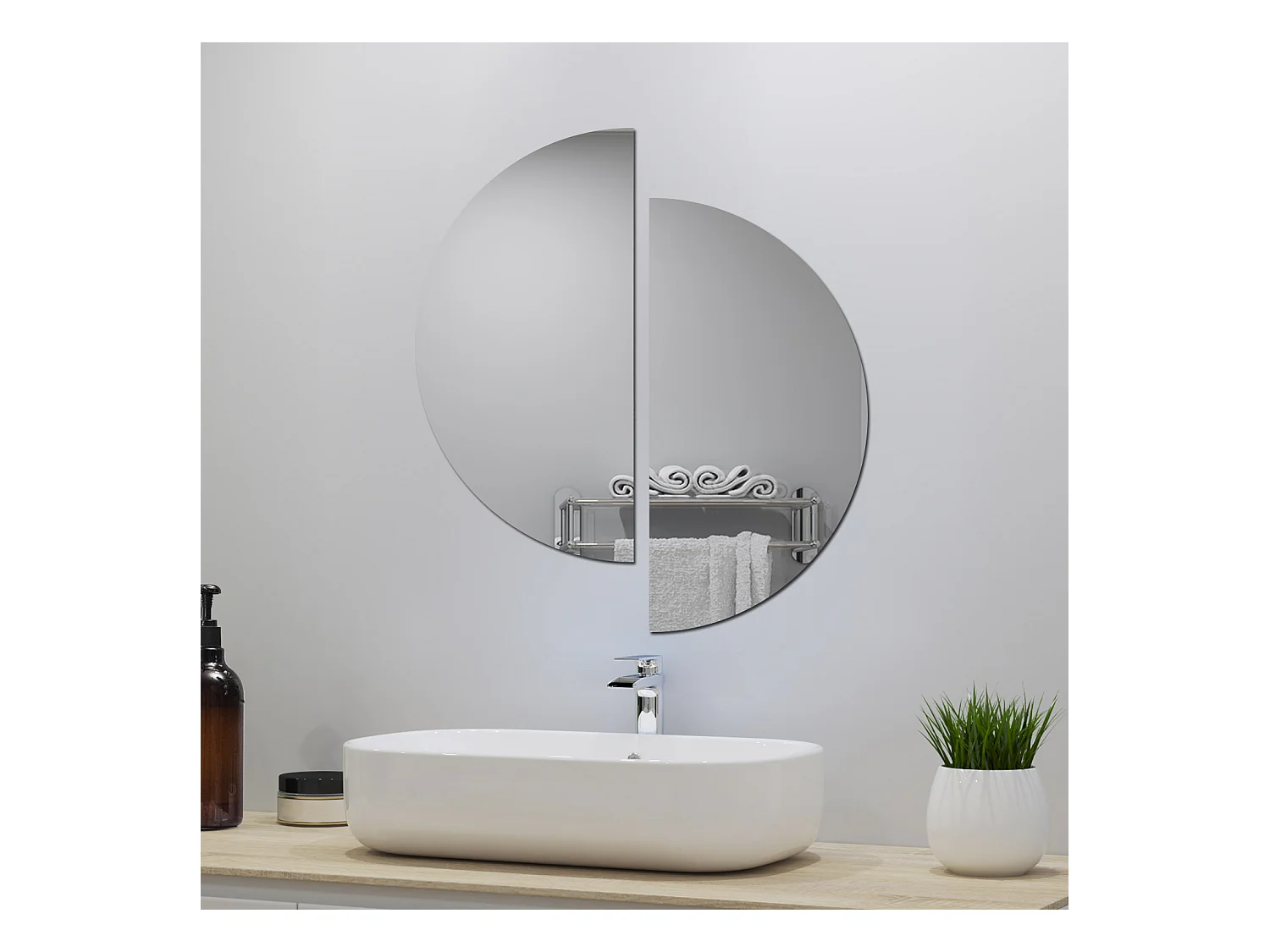 AICA Spiegel Halbrund Spiegel 60cm Wandspiegel für Badezimmer - D4 Serie