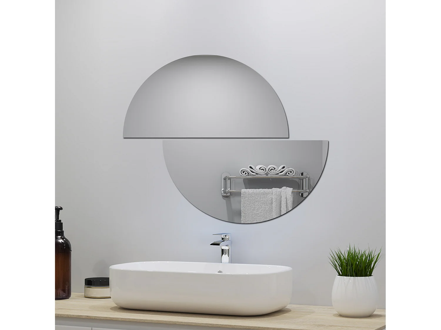 AICA Spiegel Halbrund Spiegel 70cm Wandspiegel für Badezimmer - D4 Serie