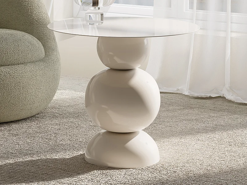 Mesa de apoio em metal - Creme - JESINA