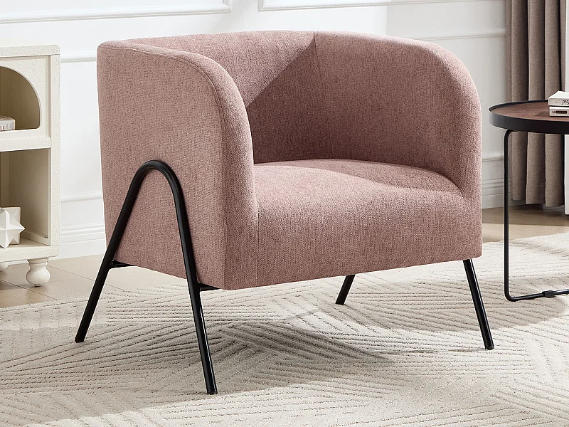 Fauteuil en tissu rose BLINODA