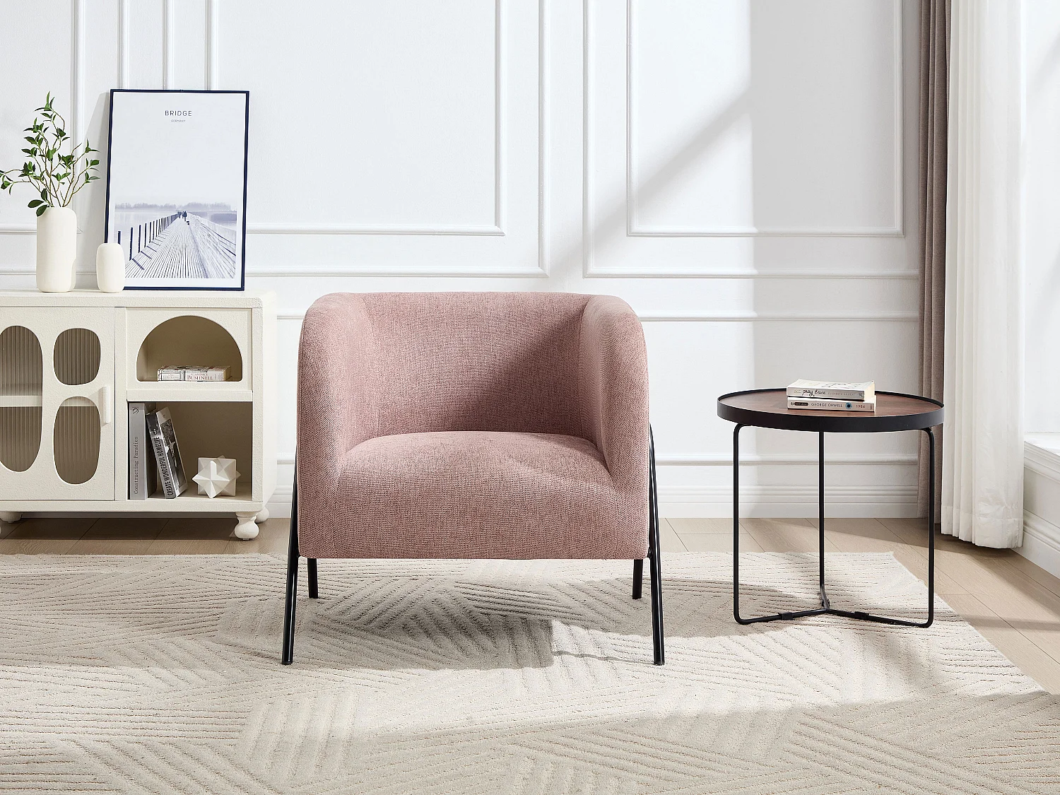 Fauteuil en tissu rose BLINODA