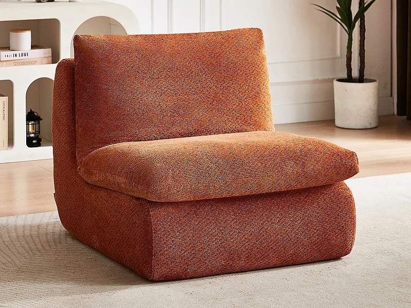 Fauteuil en tissu texturé terracotta LOLEVA