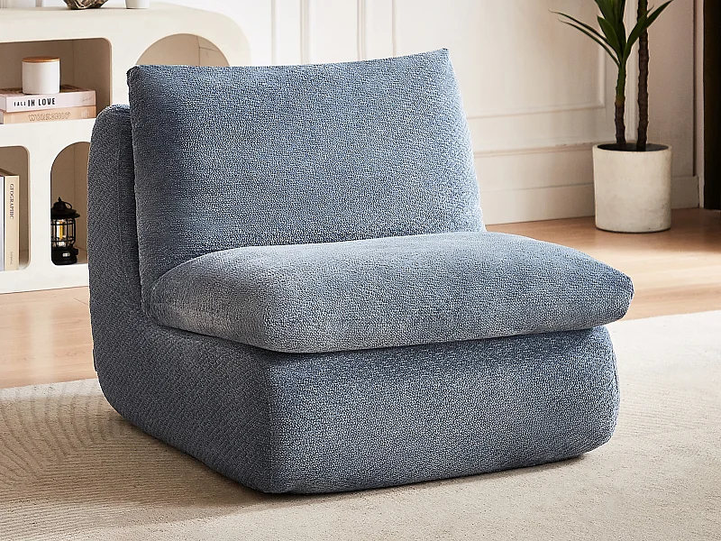 Fauteuil en tissu texturé bleu LOLEVA