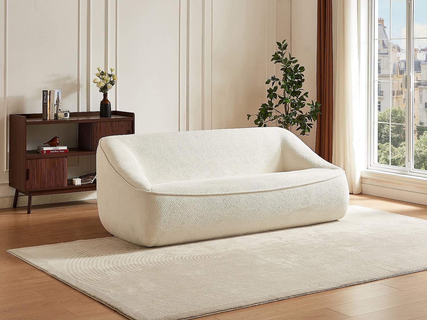 3-Sitzer-Sofa aus strukturiertem Stoff – Beige – KIREBA günstig online kaufen