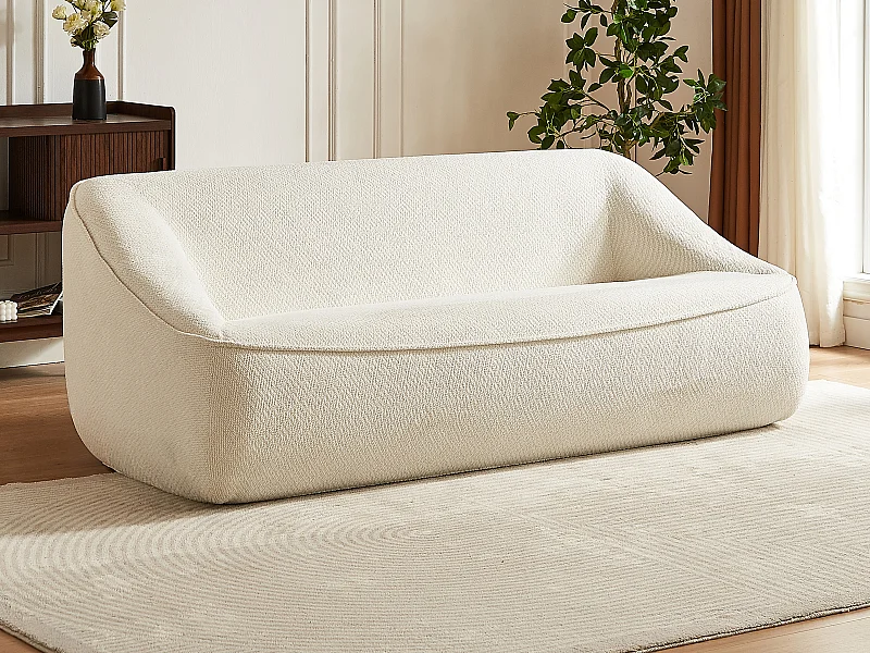 Canapé 3 places en tissu texturé beige KIREBA