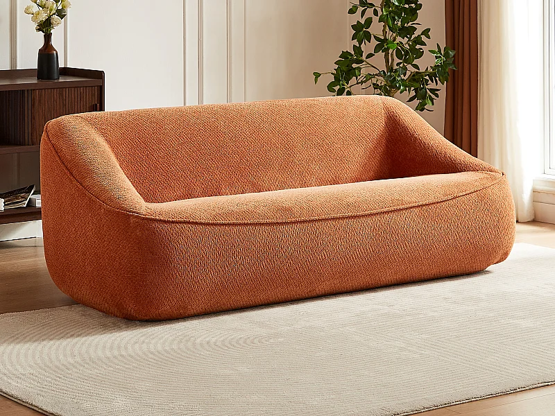 Canapé 3 places en tissu texturé terracotta KIREBA