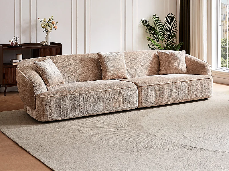 Canapé 4 places en tissu texturé beige ZULIAKA