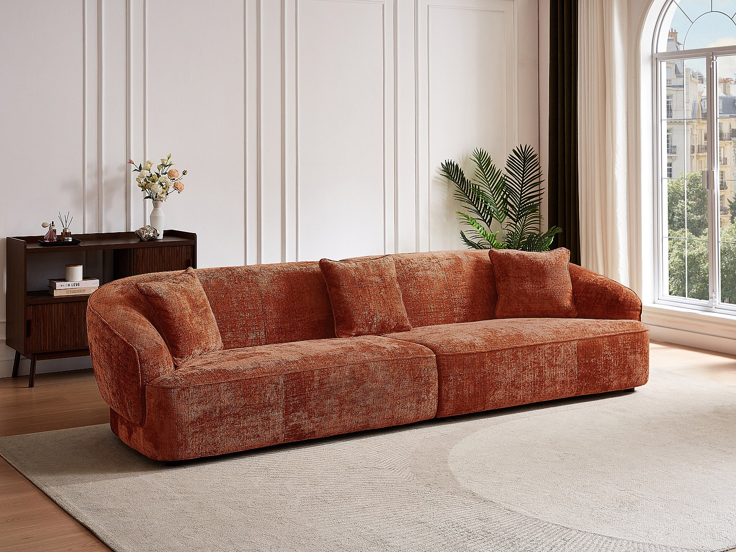 4-Sitzer-Sofa aus strukturiertem Stoff – Terrakotta – ZULIAKA günstig online kaufen