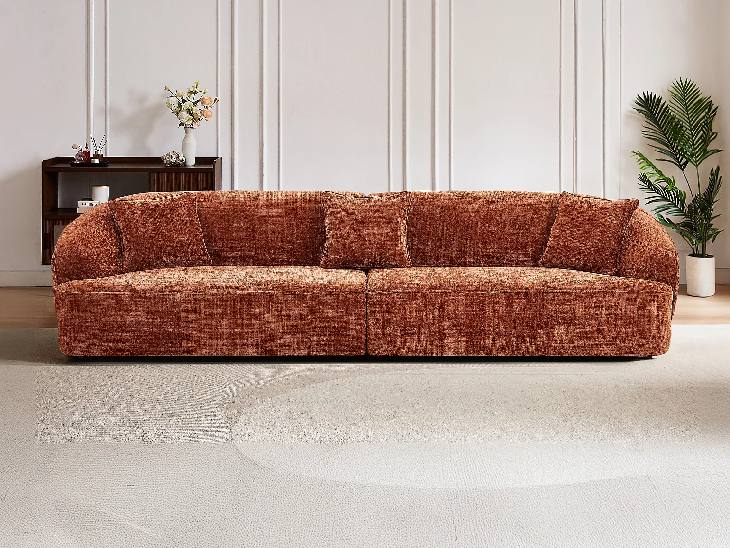 Canapé 4 places en tissu texturé terracotta ZULIAKA