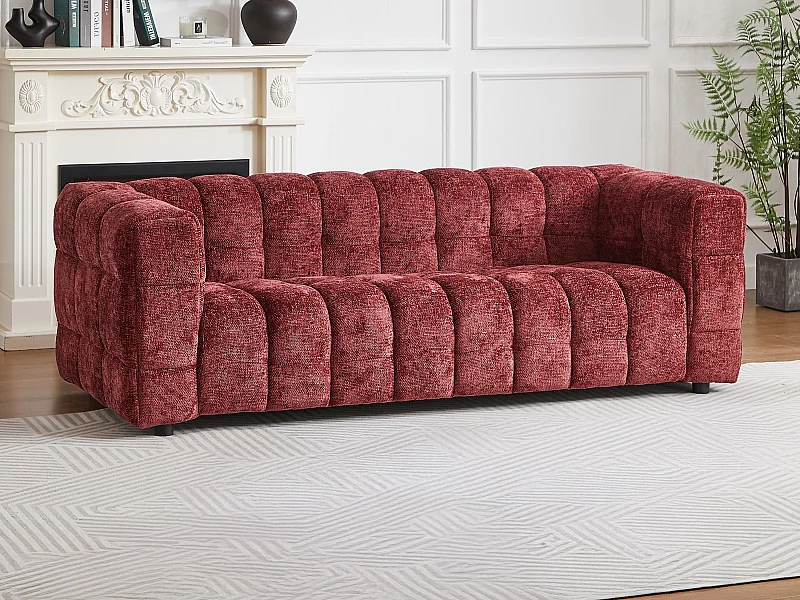 Divano 3 posti in Tessuto testurizzato bordeaux - LERICI di Pascal Morabito