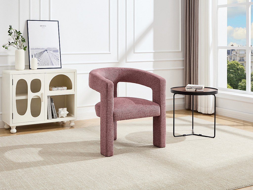 Fauteuil en tissu texturé rouge FAVINA